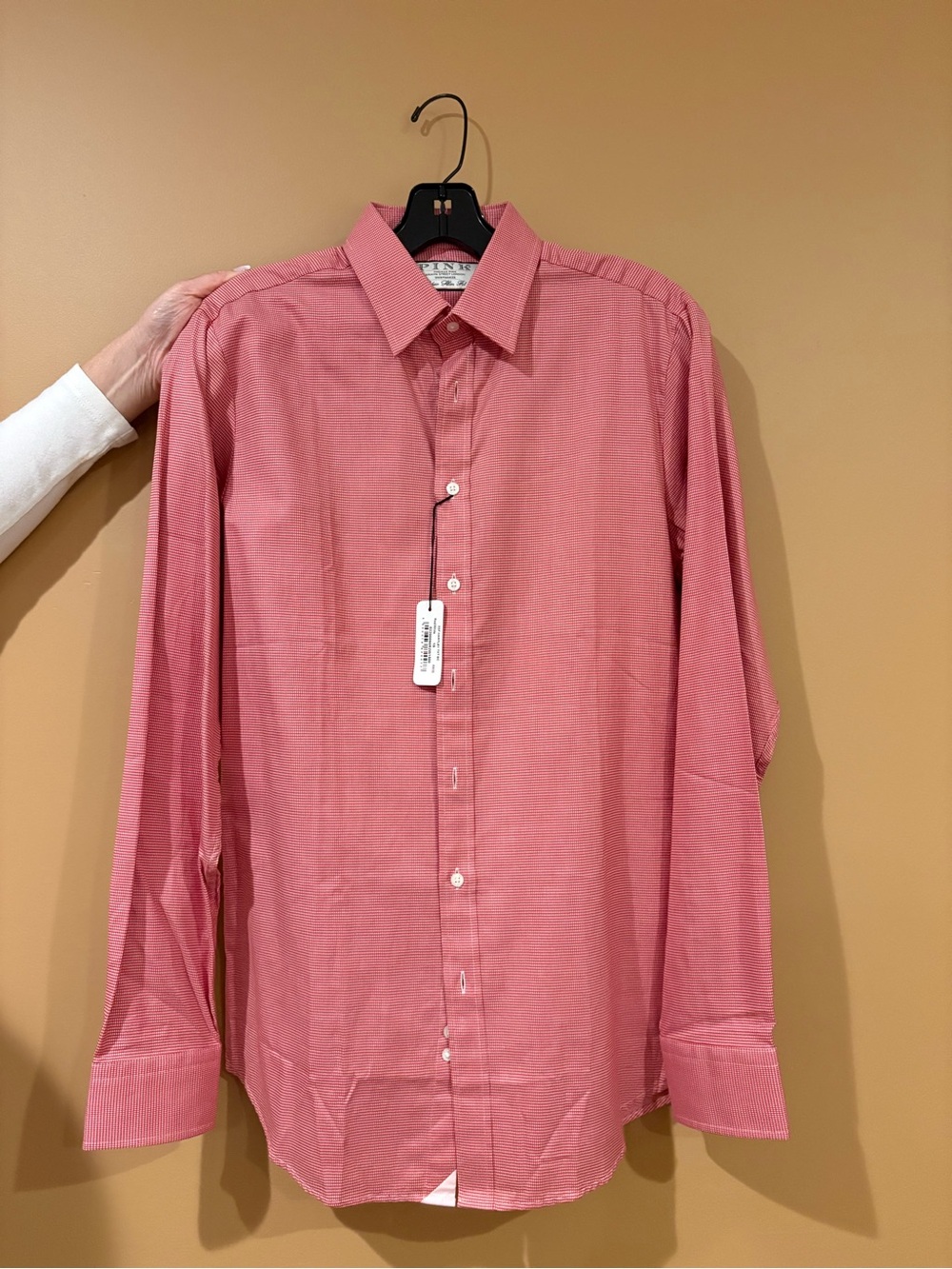 PINK Men's Long-Sleeve Dress Shirt- Classic Button-Down